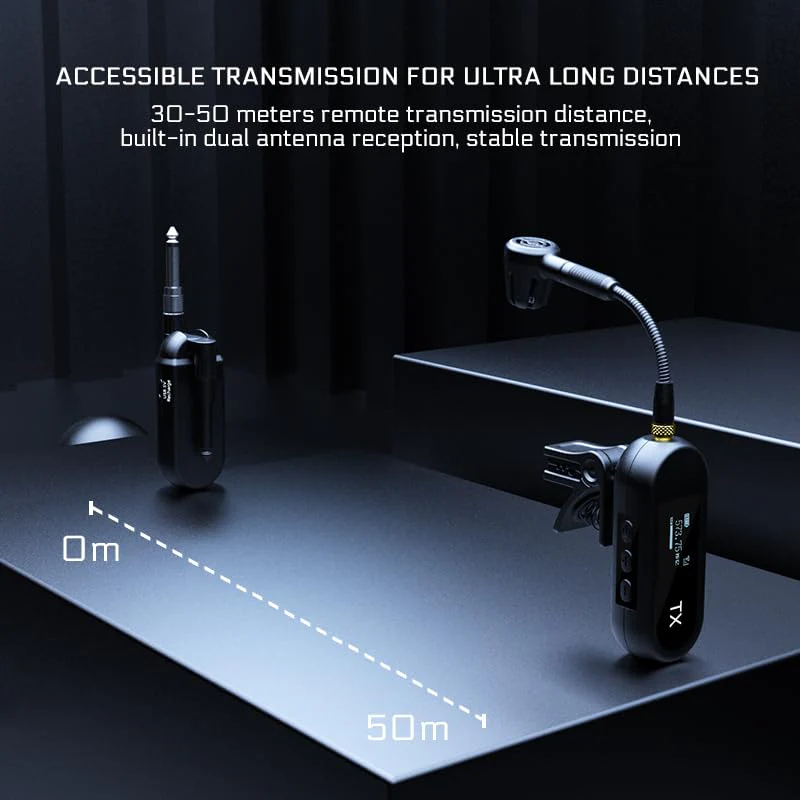 YXG Wireless UHF Saxophone Microphone System, Clip-On Instrument Microphone for Sax and Trumpet, Preset EQ & Echo Level 100 Ft Transmission Rechargeable Compact Transmitter and Receiver 8 Hours M-03 - Image 6