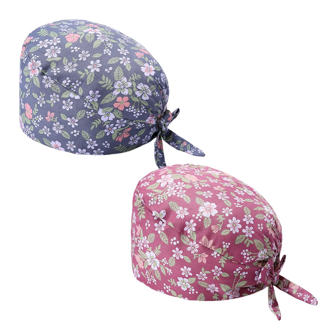 ZAMXHUG 2pcs Surgical Cap Adjustable with Button Work Cap Cotton Print Nurses Cap Unisex Dust Cap for Doctors, Nurses a