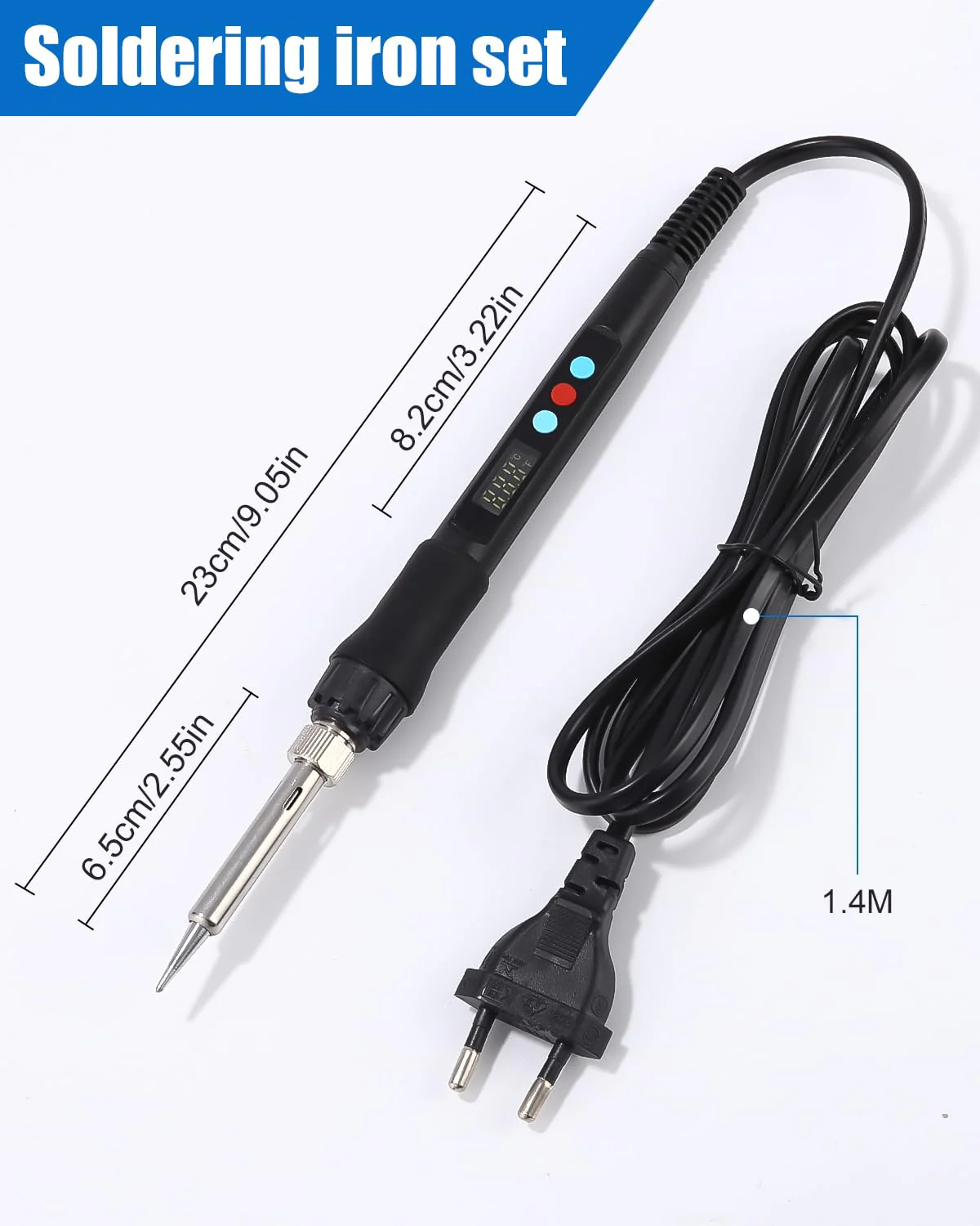 Zawaer Soldering Iron Set, 100 W LED Soldering Iron with Adjustable and Locking Temperatures 180 °C - 500 °C, with On/Off, 10 g Soldering Wire, 5 Soldering Tips, Soldering Iron Stand, Soldering Set Black - Image 8
