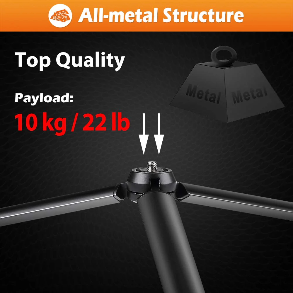 Zeadio Metal Mini Tripod, Desktop Tabletop Stand Tripod with 1/4 Inch Screw for Smooth 4, Crane Plus, Crane 2, Osmo Mobile, Ronin-S, Vimble 2, Gimbal Handle Grip Stabilizer and All Cameras Length 18.8 cm - Image 2