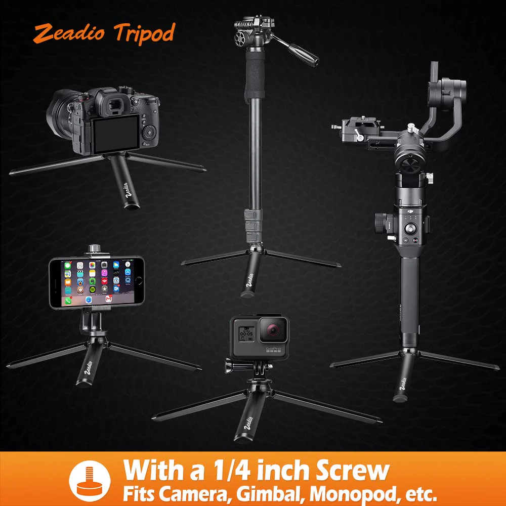Zeadio Metal Mini Tripod, Desktop Tabletop Stand Tripod with 1/4 Inch Screw for Smooth 4, Crane Plus, Crane 2, Osmo Mobile, Ronin-S, Vimble 2, Gimbal Handle Grip Stabilizer and All Cameras Length 18.8 cm - Image 5