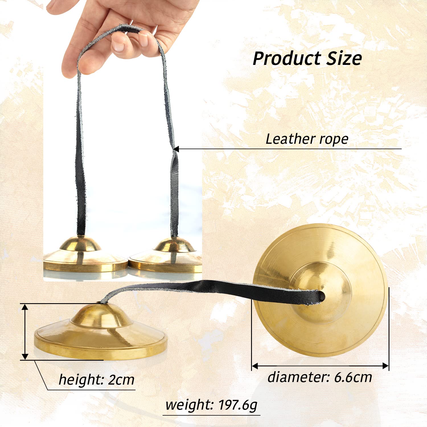 ZenBless Tibetan Tingsha Cymbals 2pcs, with Storage Box and Fabric Case,Meditation Brass Chime Bells for Spiritual Healing Mindfulness, Yoga Buddhist, Relaxation Musical Instruments 2.6 in(6.6cm) 1pcs Smooth style(brass) - Image 5