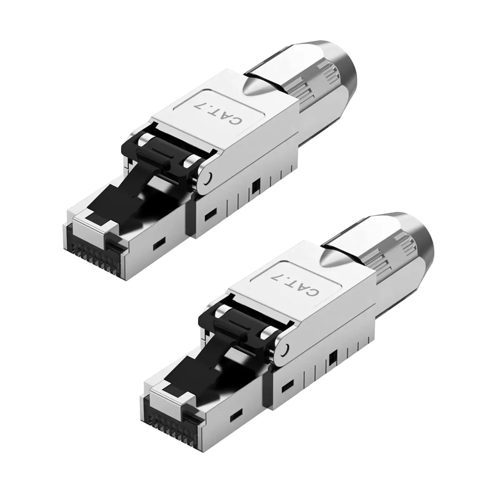 ZHITING 2 x CAT 7 RJ45 Connector Network Connector for Rigid LAN Cable Installation Cable Ethernet, LAN Plug Cat 7 Tool-Free LSA Fully Shielded STP, 10 Gbit/s, AWG 23-26 2cps