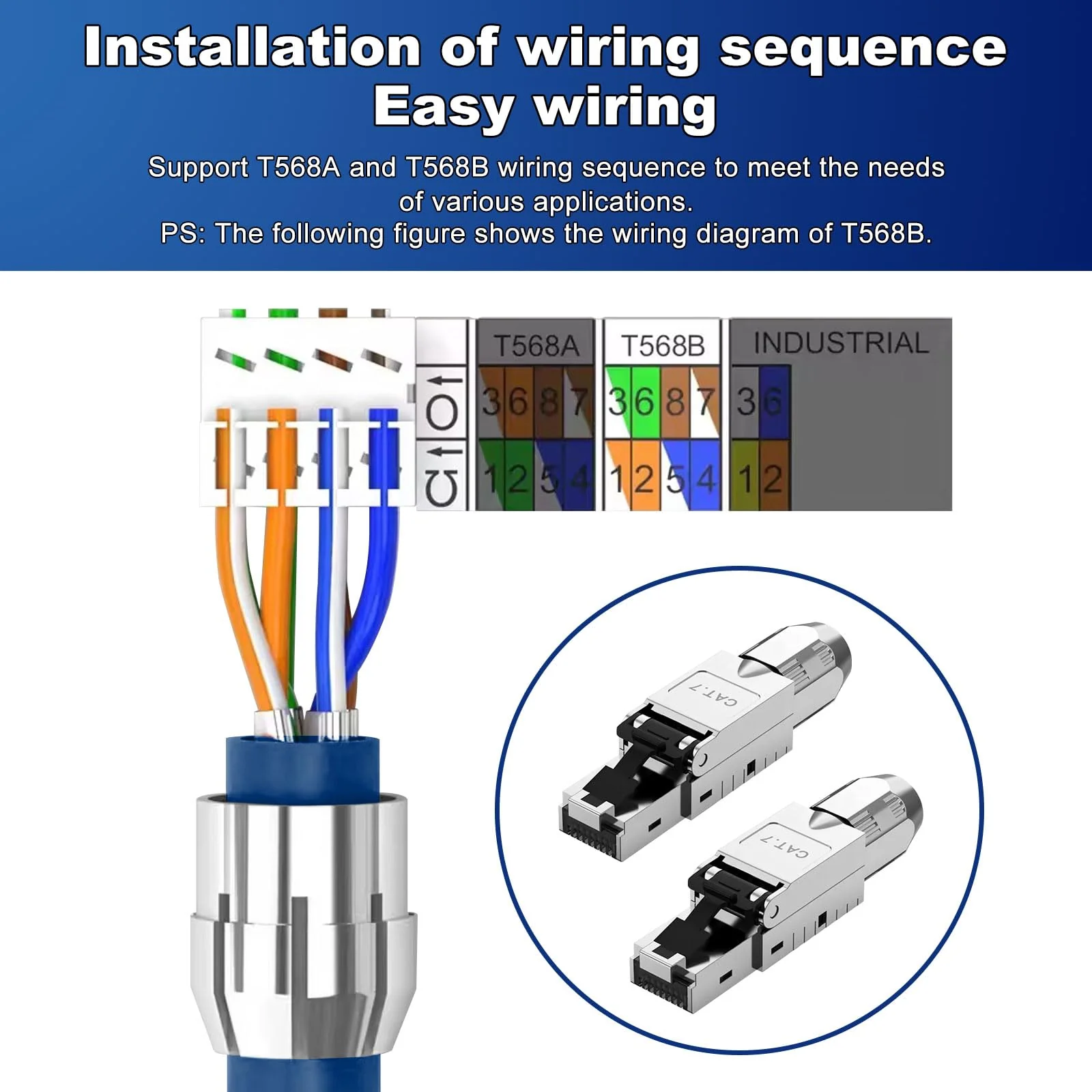 ZHITING 2 x CAT 7 RJ45 Connector Network Connector for Rigid LAN Cable Installation Cable Ethernet, LAN Plug Cat 7 Tool-Free LSA Fully Shielded STP, 10 Gbit/s, AWG 23-26 2cps - Image 5