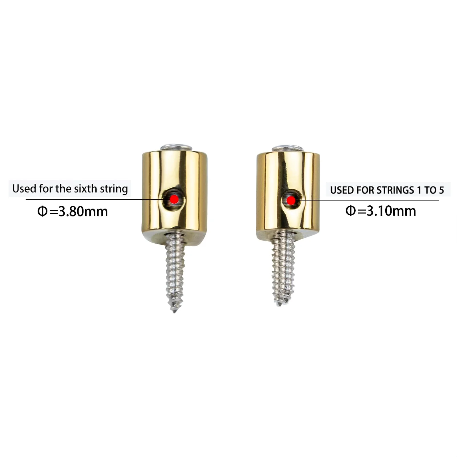 Zinc Alloy Bass Bridge String Locks Individual Locking String Retainer Clamps Electric Bass Guitar String Locking Nut for 6-String Headless Electric Bass Replacement Parts Chrome 6 Piece - Image 5