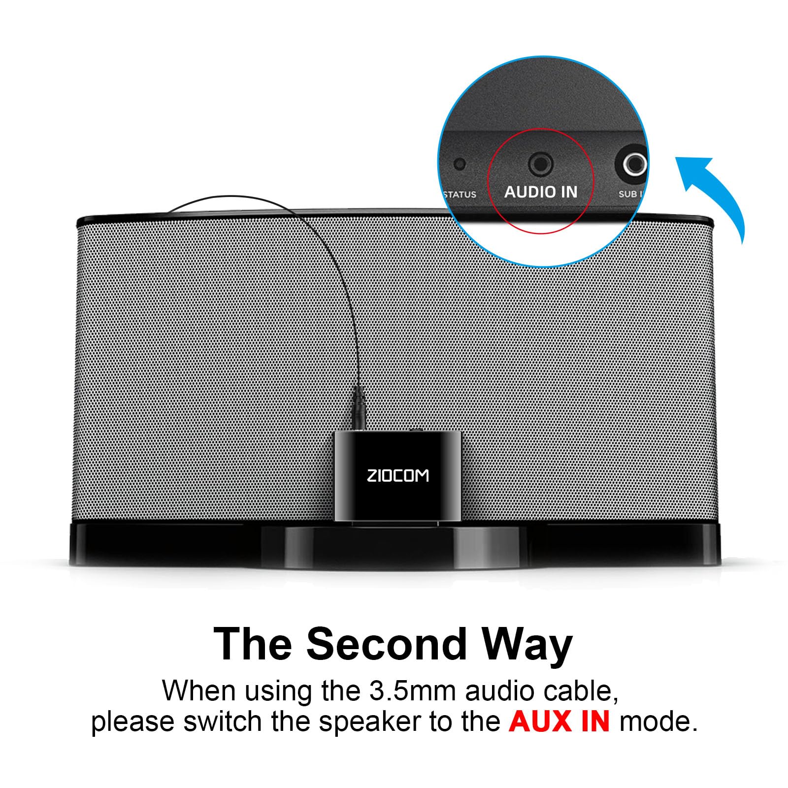 ZIOCOM 30 Pin Bluetooth Adapter Receiver for Bose iPod iPhone SoundDock and Other 30 pin Dock Speakers with 3.5mm Aux Cable(Not for Car and Motorcycles), Black - Image 3