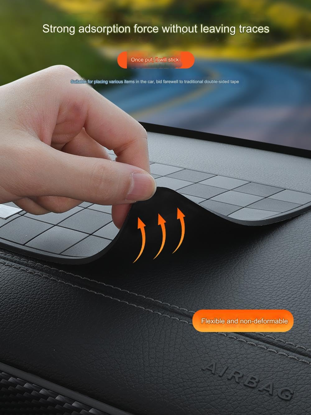 Zorratin Checkered Anti-Slip Rubber Gripper Pad Tray Mat for Key Fob Sunglasses Cell Phone, Heat-Resistant on Dashboard or Armrest Interior Accessories Washable Flat Black and White Checkered - Image 3