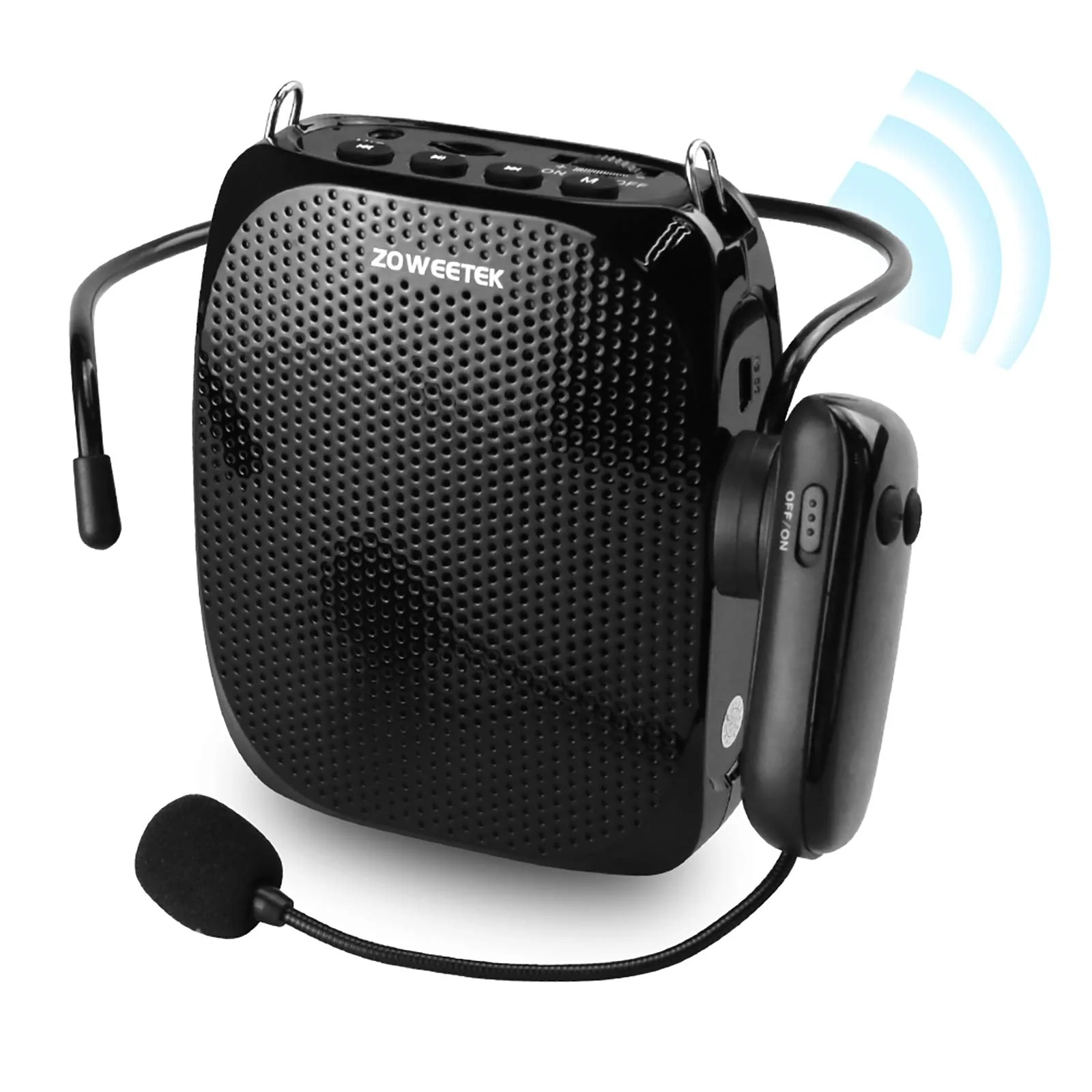 ZOWEETEK Original Voice Amplifier for Teachers with 2 Microphones, Wireless Voice Amplifier Microphone Headset, Portable Speaker Megaphone for Classroom, Training, Teaching, Yoga, Meeting, Speech Black