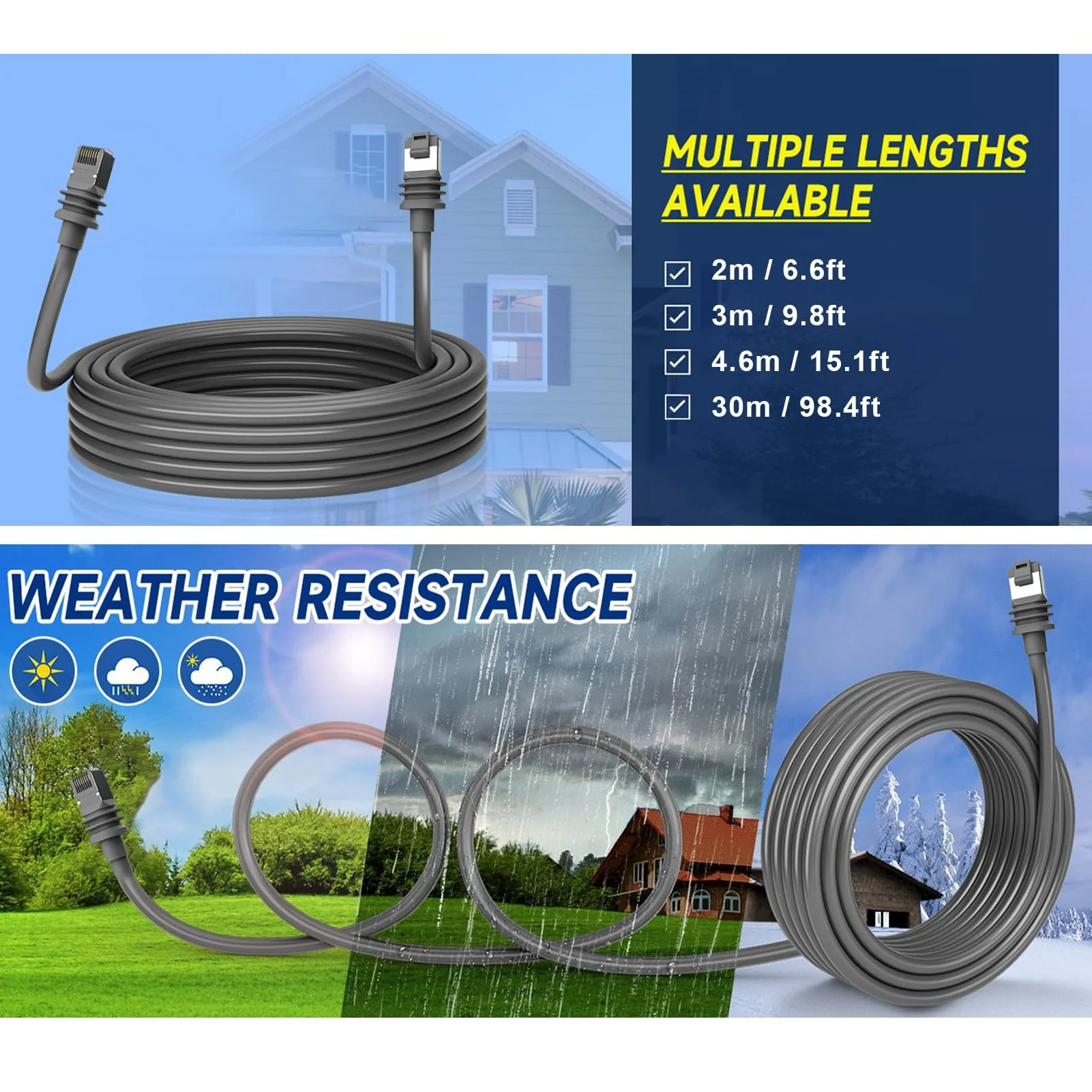 Zunate 15Ft Starlink Gen 3 Cable, Starlink Cable Extension, Waterproof Satellite Replacement Cable for Starlink Gen3 V3, Standard Cable for Starlink Gen 3 Outdoor Cable, 15FT/4.6M 15FT(4.6M) 15FT(4.6M) - Image 4