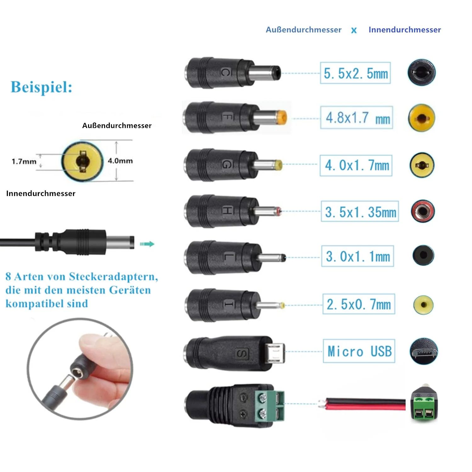 ZUOKENZU AC Adapter 12 V 2 A Power Supply AC 220 V to DC12 V 500 mA 1000 mA 1500 mA 2000 mA Power Driver 5.5 mm with 8 DC Plug Adapters Inverter Charger Transformer AC-DC Adapter (DC12V~2A) DC 12 V - 2 A - Image 2
