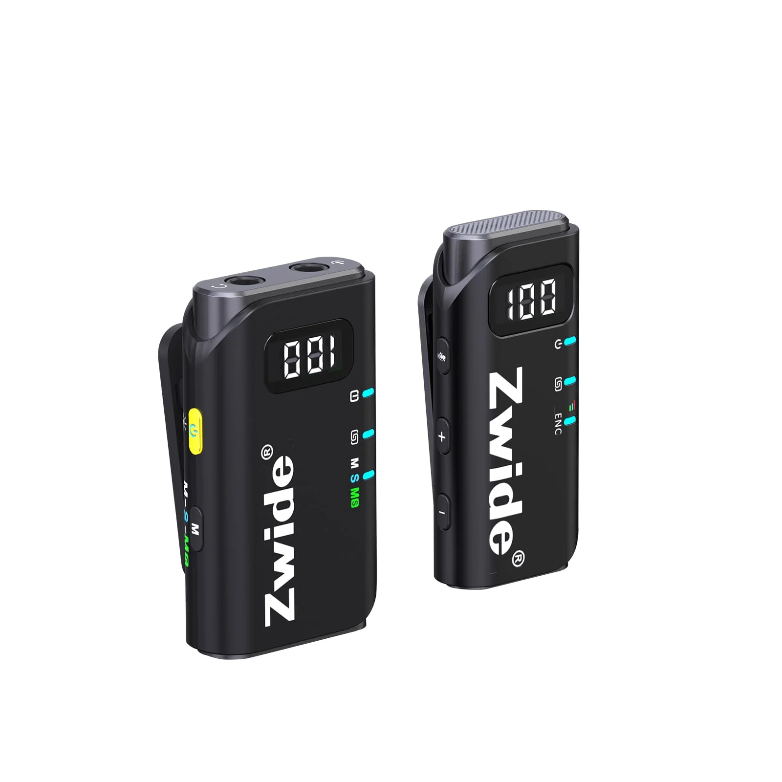 Zwide Wireless Lavalier Microphone System M4(1to1), 3 Levels Noise Cancellation, Compact Mini Lapel Mics with Magnetic Clip for DSLR/SLR Camera/Camcorder/iPhone/Android Phones/PC M4(1TX + 1RX)