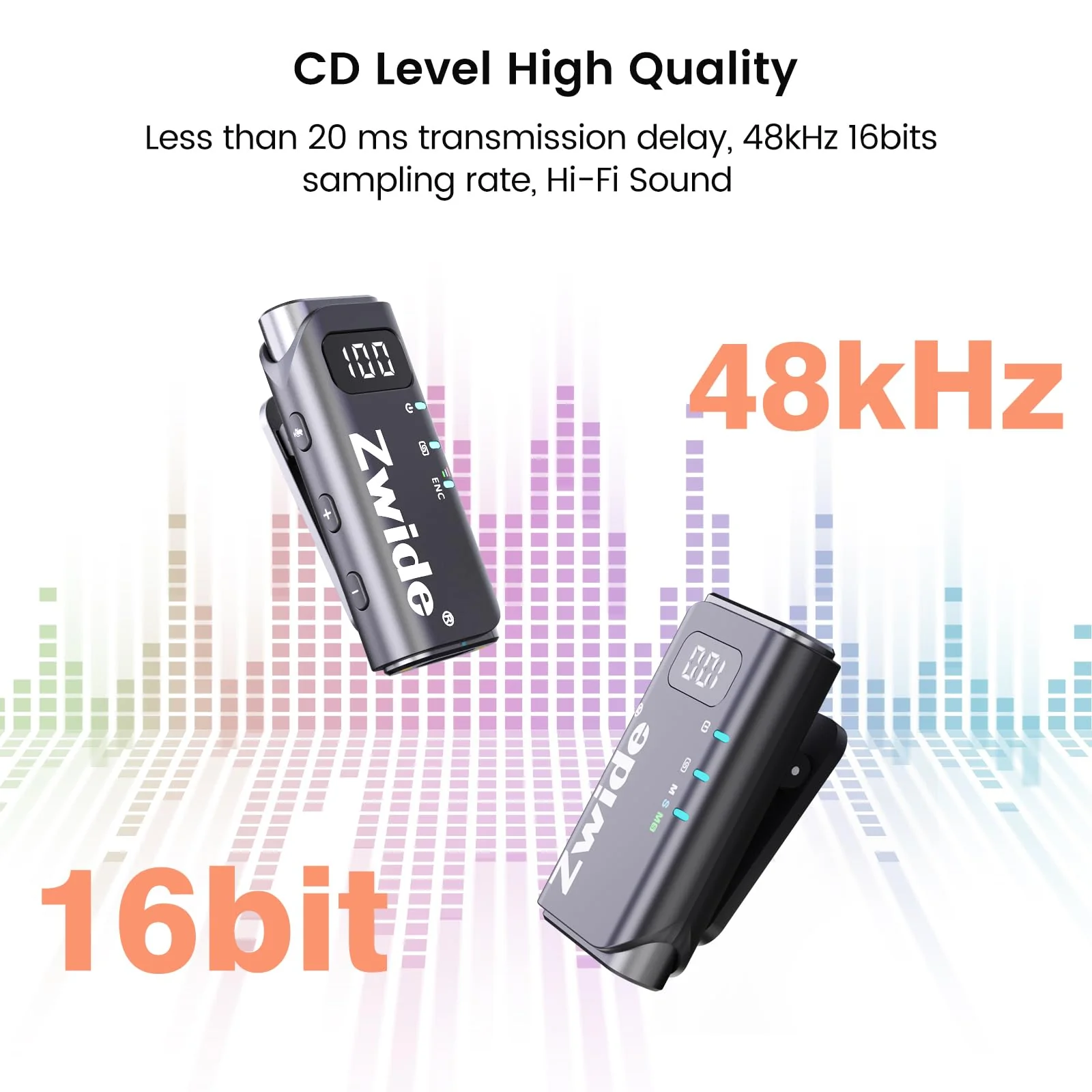 Zwide Wireless Lavalier Microphone System M4(1to1), 3 Levels Noise Cancellation, Compact Mini Lapel Mics with Magnetic Clip for DSLR/SLR Camera/Camcorder/iPhone/Android Phones/PC M4(1TX + 1RX) - Image 3