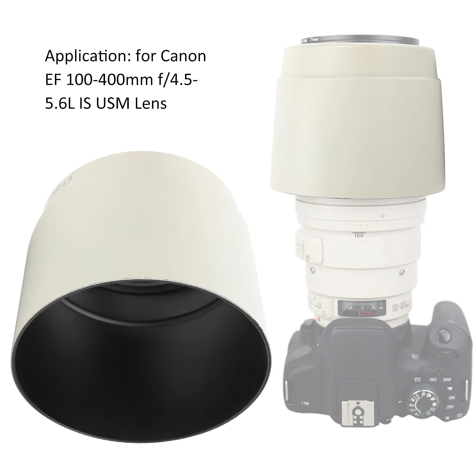 Zyyini Lens Hood, ET-83C ABS White Reversible Camera Lens Shade Digital SLR Camera Lens Sun Shade,for EF 100-400mm f/4.5-5.6L is USM Lens - Image 2